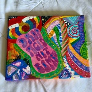 8x10 Psychedelic Canvas “drop acid not bombs”
